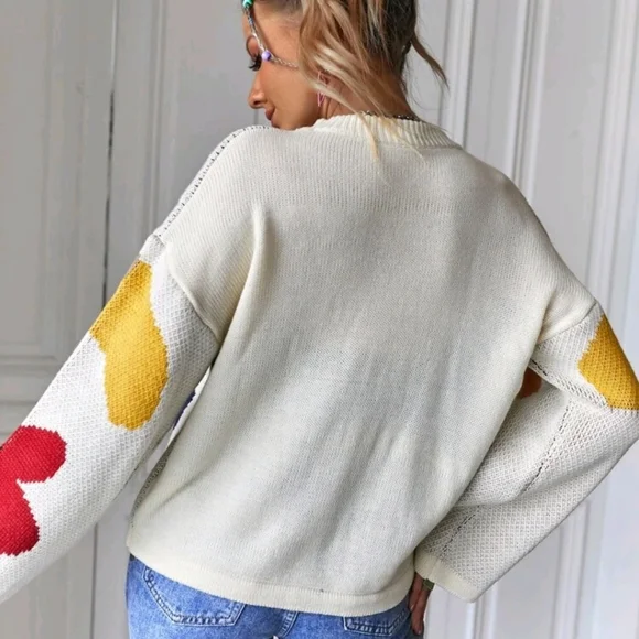 Floral Pattern Drop Shoulder Sweater - Picture 2 of 8